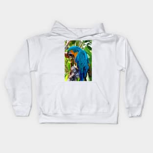 Macaw Parrot Yellow And Blue Bird Kids Hoodie